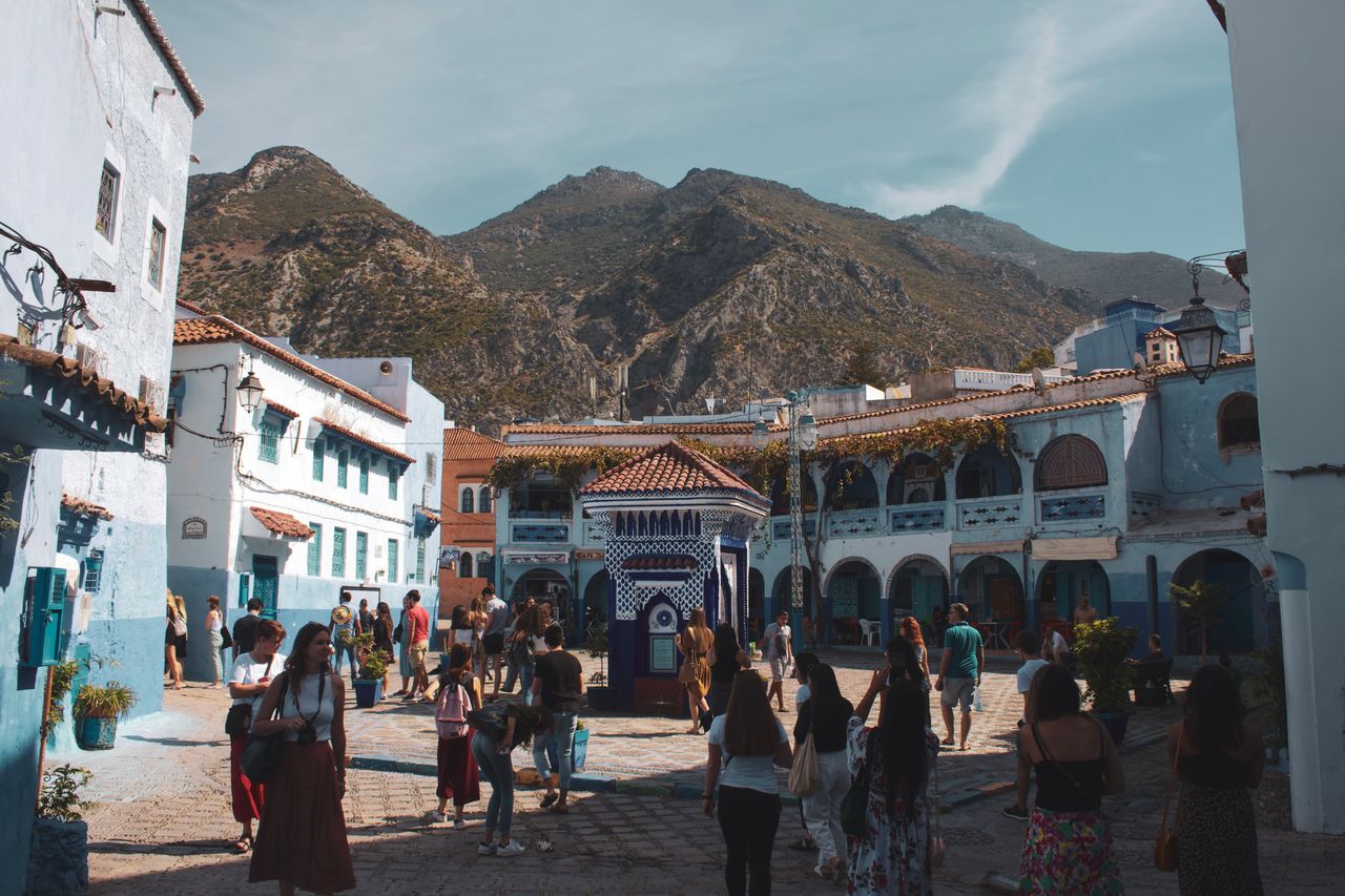 The blue alleys of Chefchaouen at golden hour