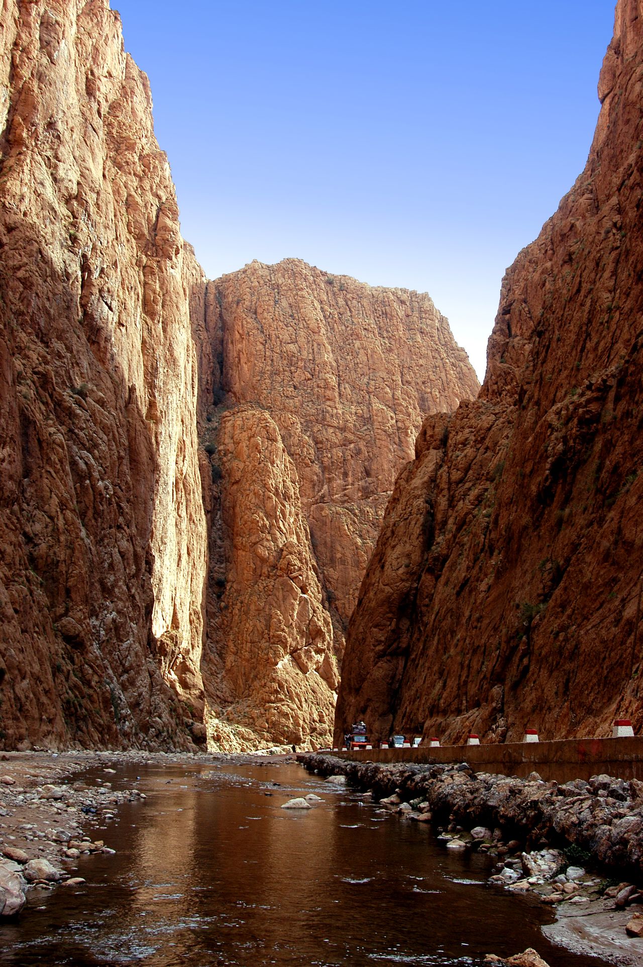 The towering red cliffs of the Todra Gorges