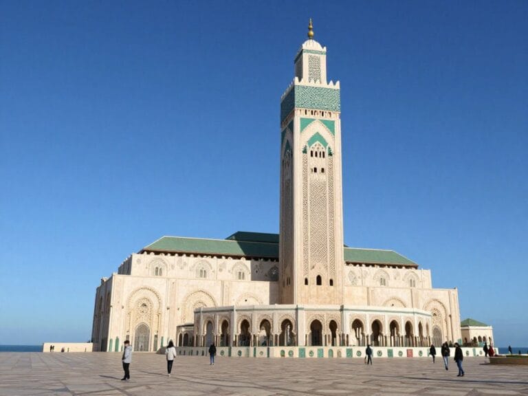 Casablanca's Hassan II Mosque on a clear February day,Morocco in February