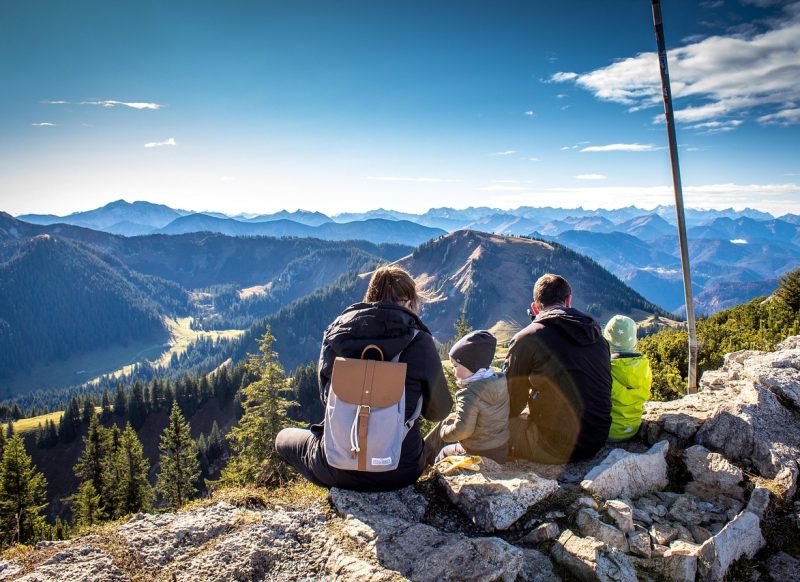 family, hike, travel, alps, distant view, hochwald, fir trees, nature, mountains, wallberg, summit, picnic, hiking area, recreation, leisure time, mood, bavaria, family, family, family, family, family