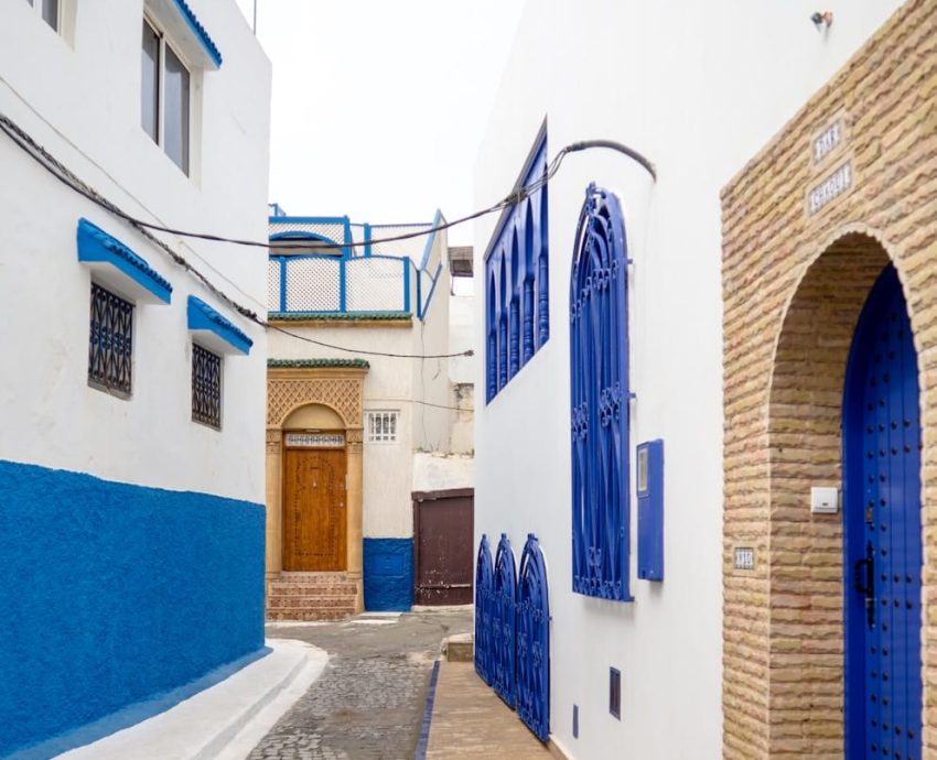concrete pathway between two concrete buildings,Rabat North Africa