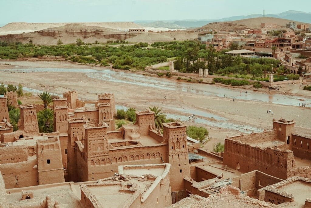 bird's eye view of town.Morocco in May weather