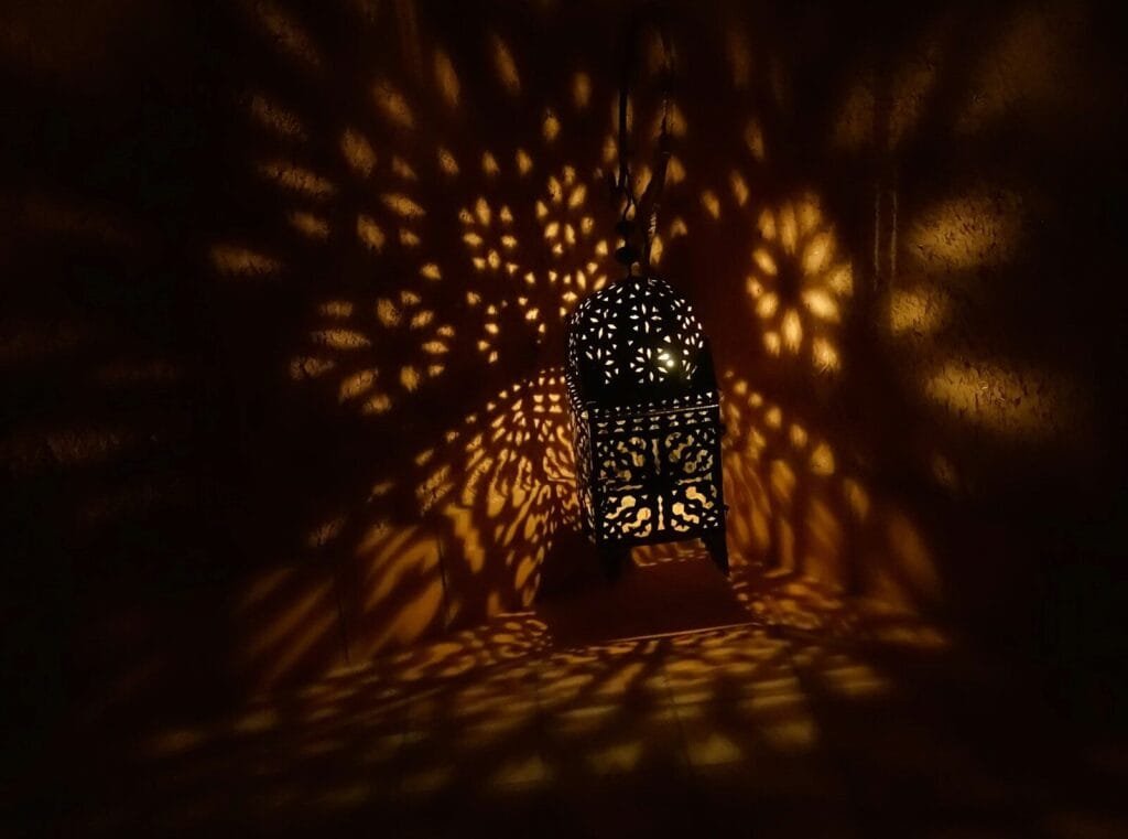black and white floral lamp.lanterns in morocco